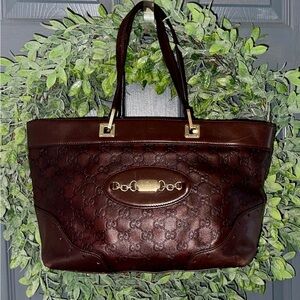 GUCCI Guccissima Punch Leather Tote / Shoulder Bag